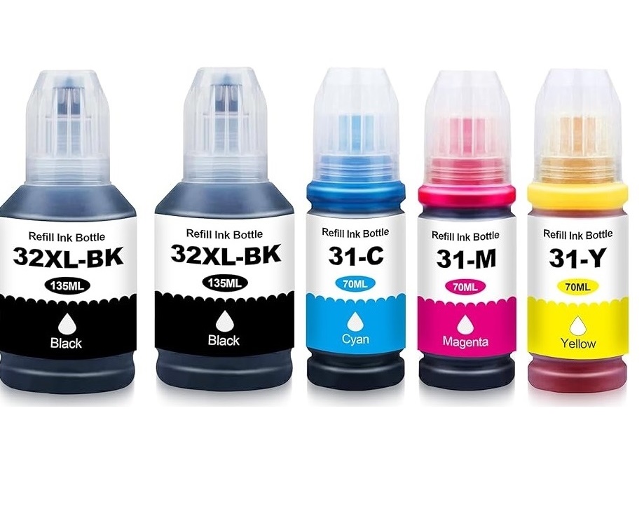 Compatible HP 32XL/31 Full Set of Ink Bottles & EXTRA BLACK (2 x Black, /Cyan/Magenta/Yellow)